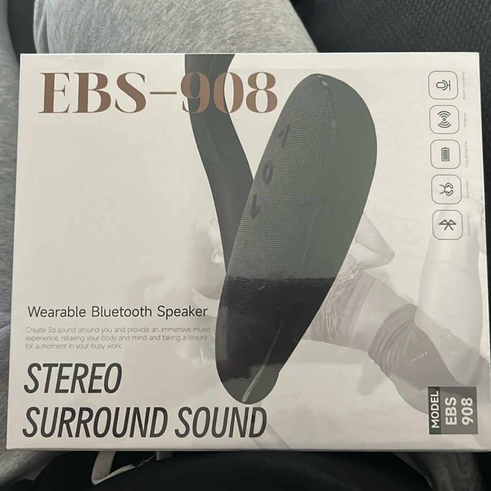 NWT ROHS EBS-908 WEARABLE/PORTABLE AROUND THE NECK BLUETOOTH SPEAKER BLACK
